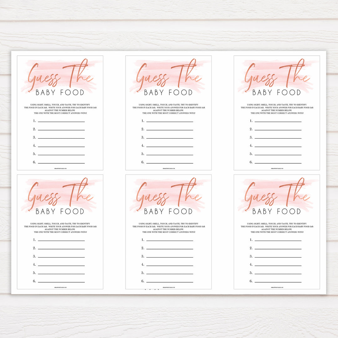 Pink Swash Baby Shower Guess The Baby Food, Printed Baby Shower Games, Guess The Baby Food, Pink Baby Shower Games, Guess The Baby Food, popular baby games, printable baby games