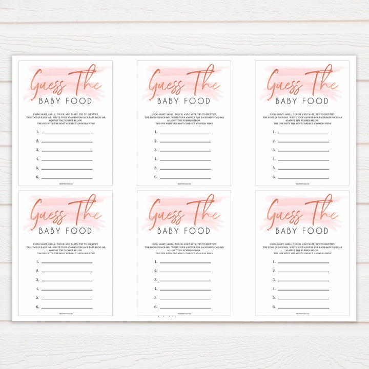 Pink Swash Baby Shower Guess The Baby Food, Printed Baby Shower Games, Guess The Baby Food, Pink Baby Shower Games, Guess The Baby Food, popular baby games, printable baby games