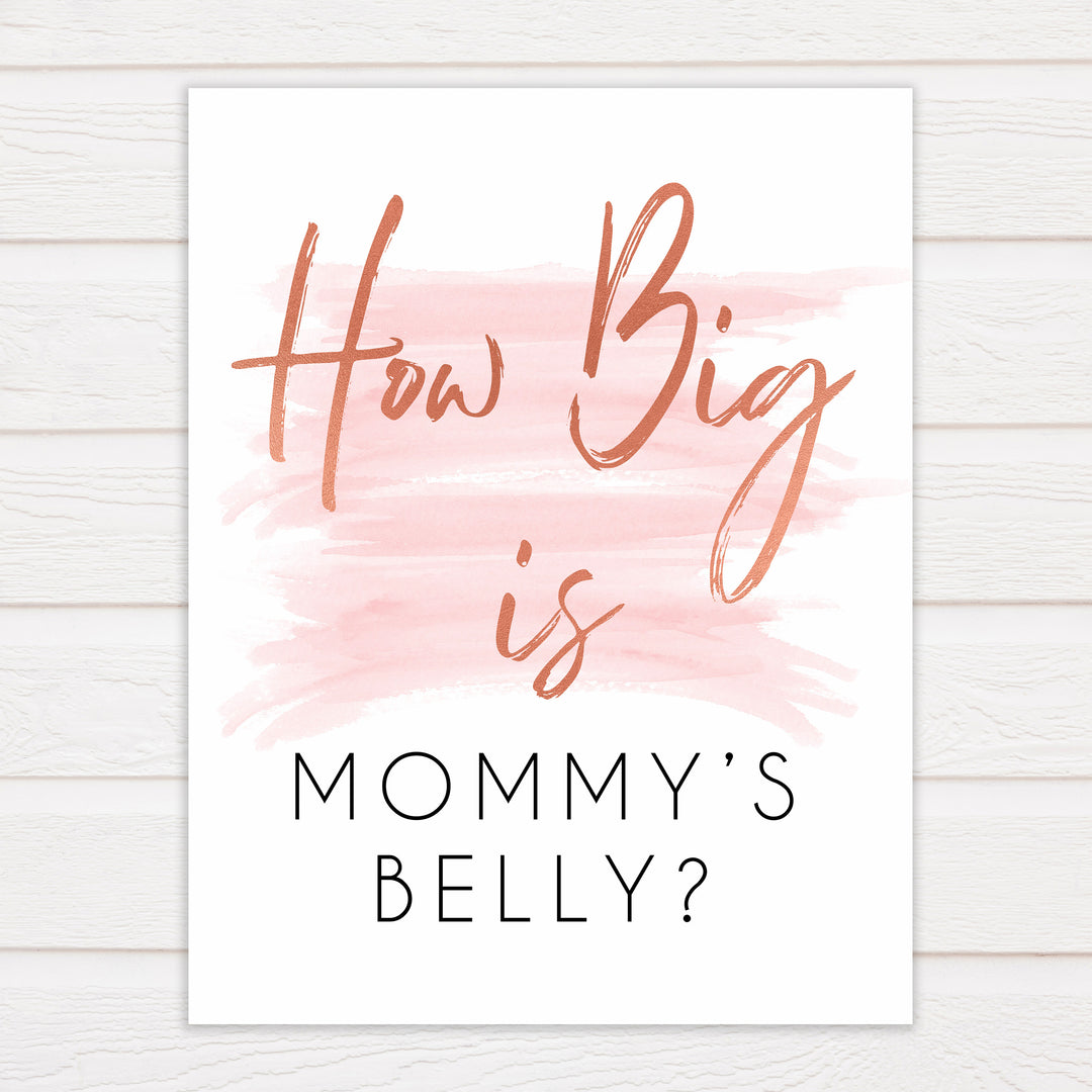 Pink Swash How Big Is Mommy's Belly, Mommys Belly Game, Baby Shower Games, Printable Baby Games, White Guess Mommys Belly, Baby Games, printable baby games, fun baby games, popular baby shower games