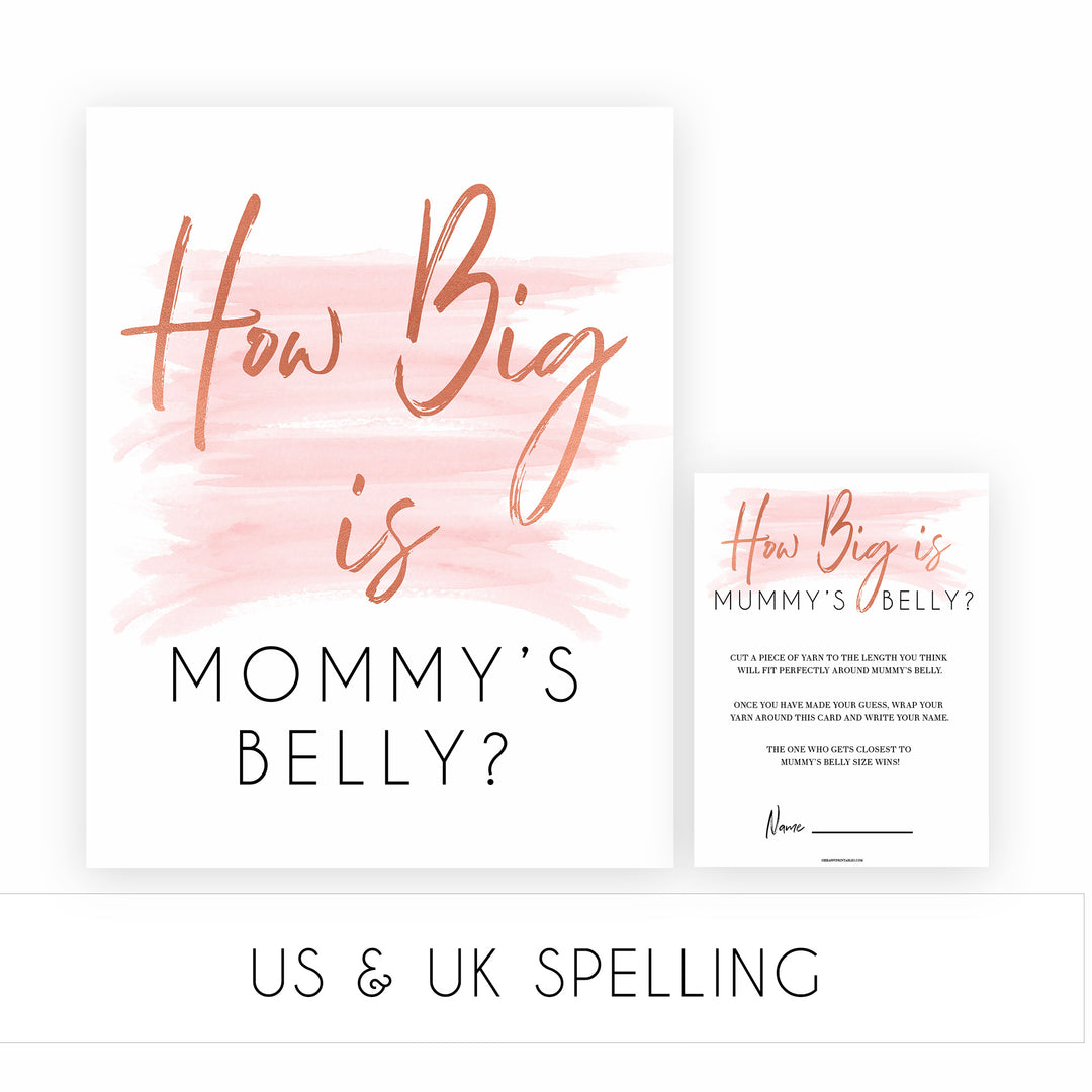 Pink Swash How Big Is Mommy's Belly, Mommys Belly Game, Baby Shower Games, Printable Baby Games, White Guess Mommys Belly, Baby Games, printable baby games, fun baby games, popular baby shower games