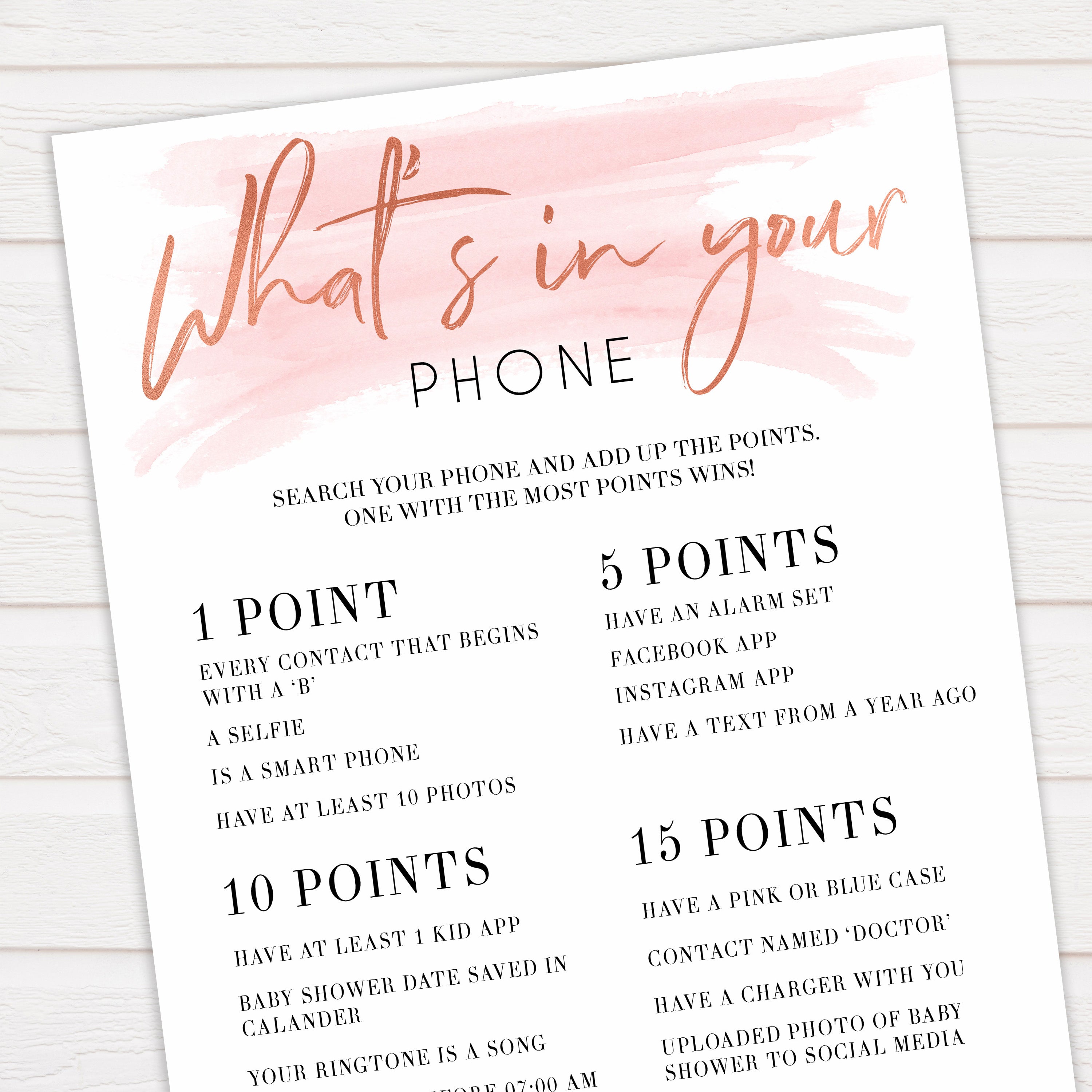 Pink Swash Whats In Your Phone Baby Shower Game, Pink Baby Games, Printable Baby Shower Games, Whats on Your Phone, Baby Shower Game, printable baby shower games, fun baby shower games, popular baby shower games