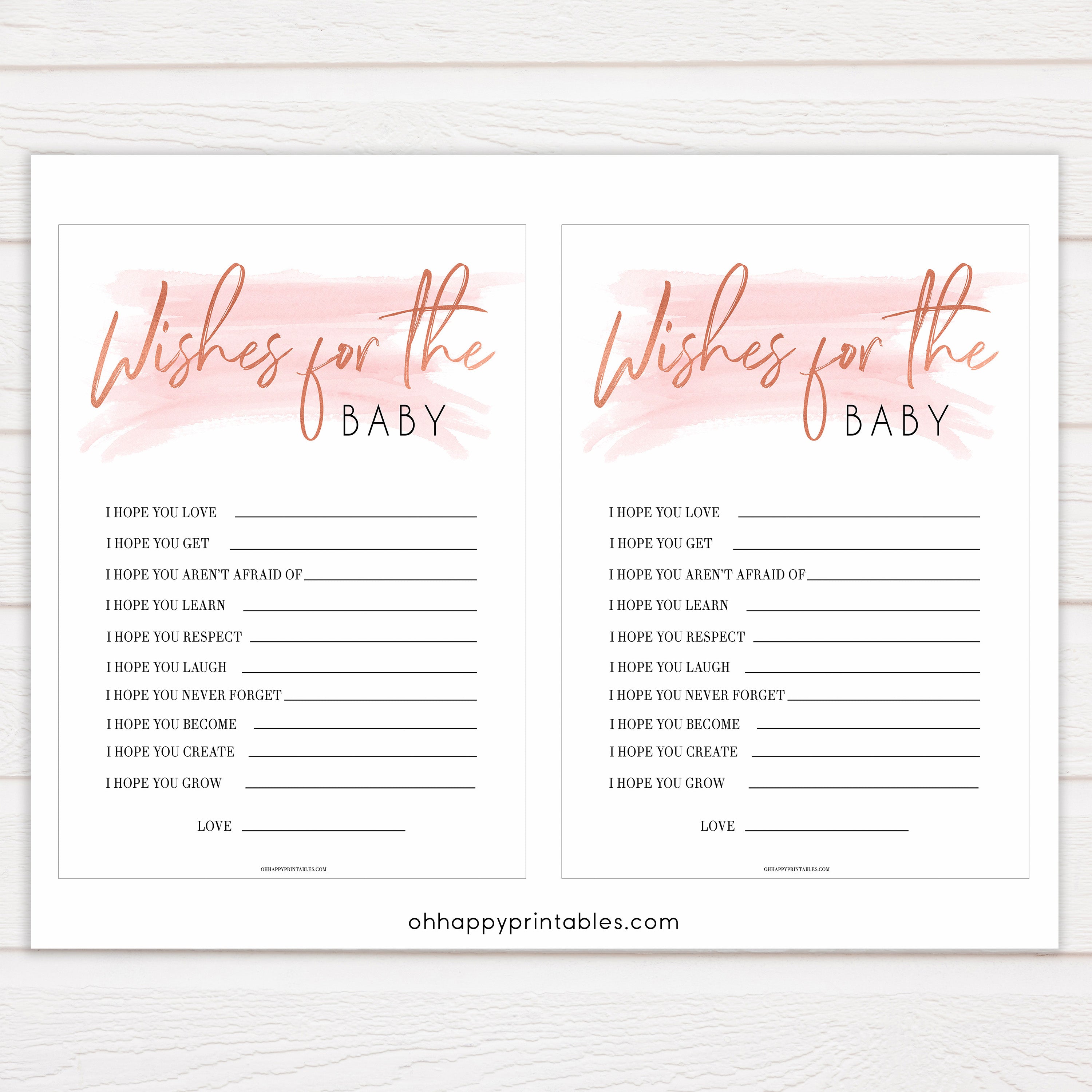 Pink Swash Wishes For The Baby, Baby Wishes, Wishes for The Baby, Printable Baby Shower Games, Baby Shower Baby Wishes, Baby Wishes Card, printable baby shower games, fun baby shower games, popular baby shower games