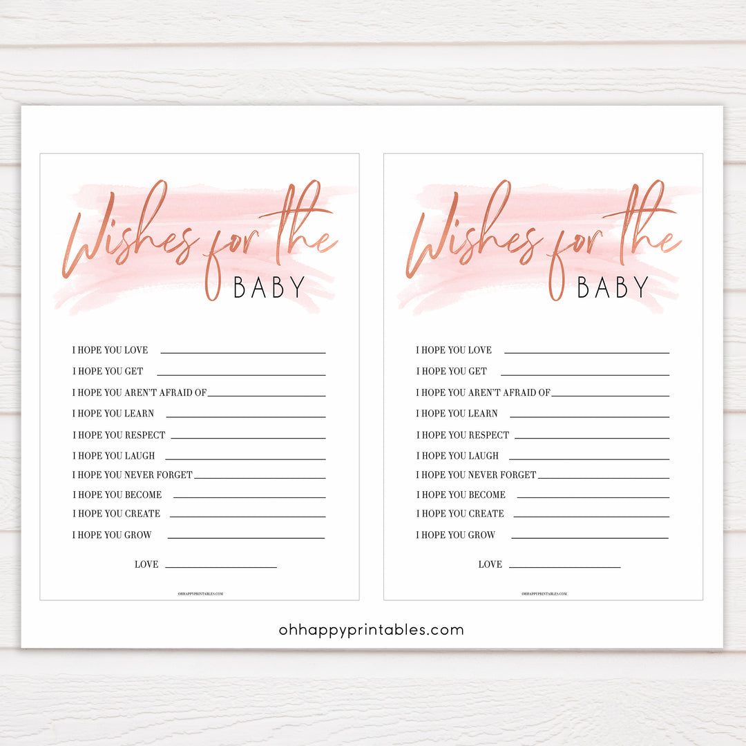 Pink Swash Wishes For The Baby, Baby Wishes, Wishes for The Baby, Printable Baby Shower Games, Baby Shower Baby Wishes, Baby Wishes Card, printable baby shower games, fun baby shower games, popular baby shower games