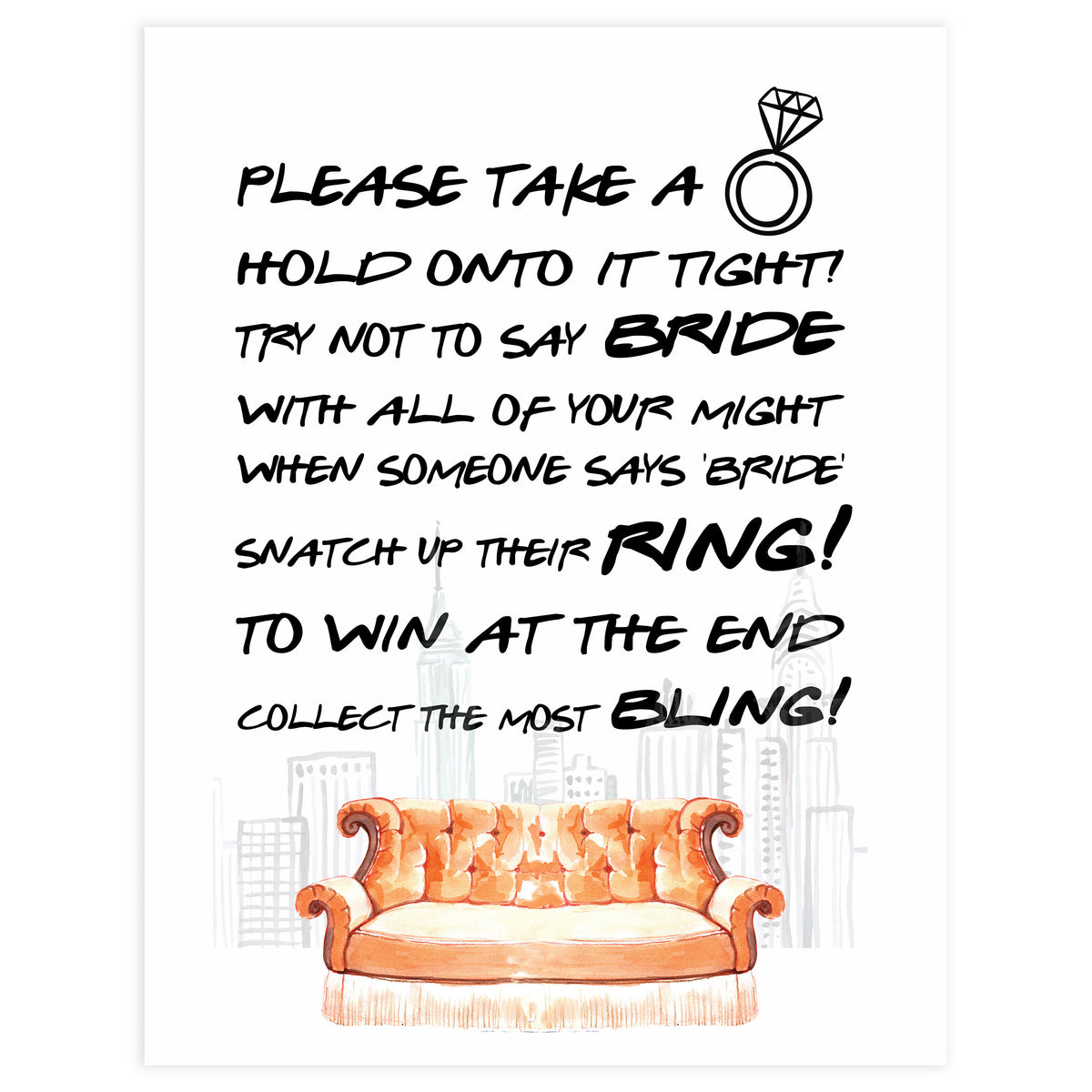 please take a ring game, bridal take a ring game, Printable bridal shower games, friends bridal shower, friends bridal shower games, fun bridal shower games, bridal shower game ideas, friends bridal shower