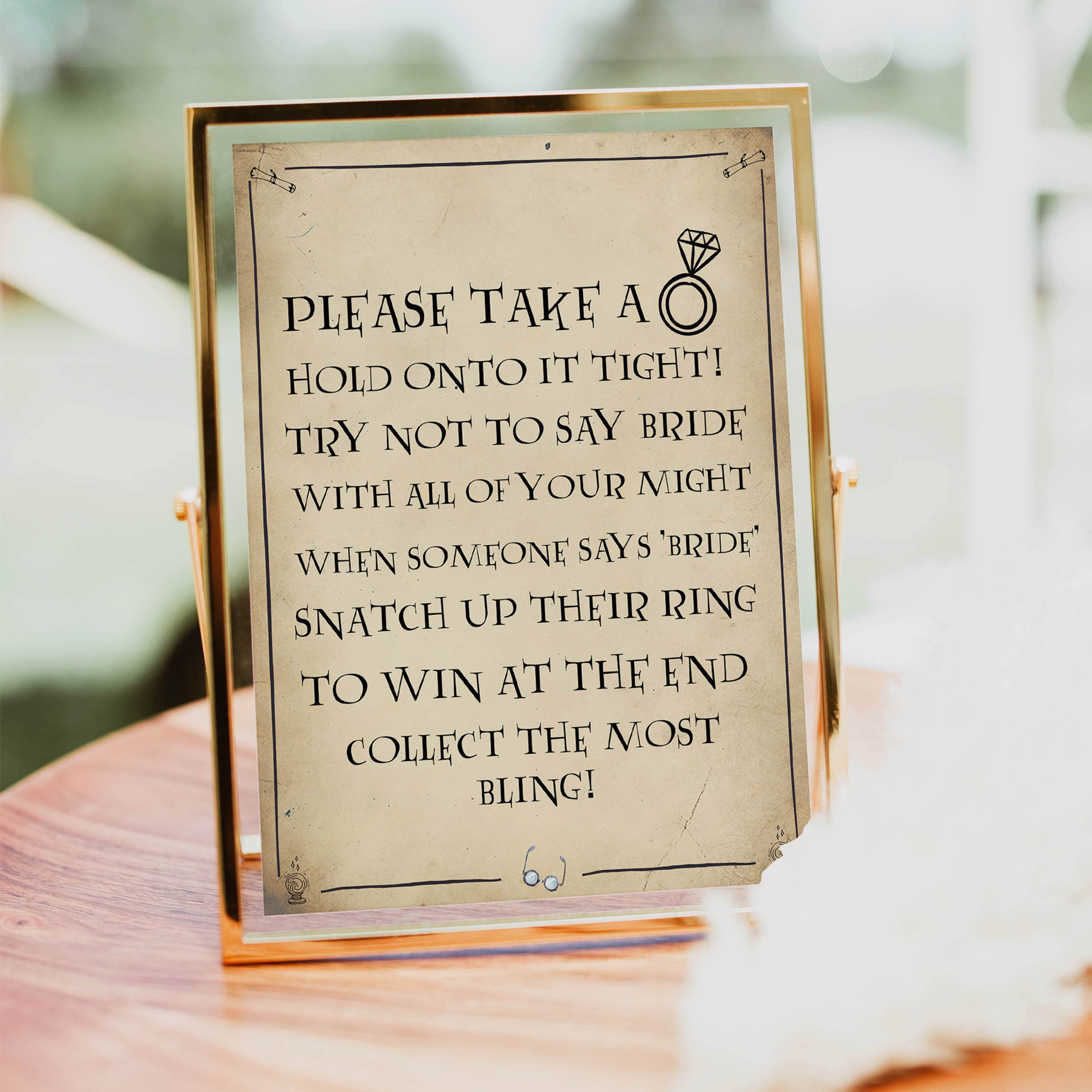 please take a ring game, bridal ring game, Printable bridal shower games, Harry potter bridal shower, Harry Potter bridal shower games, fun bridal shower games, bridal shower game ideas, Harry Potter bridal shower