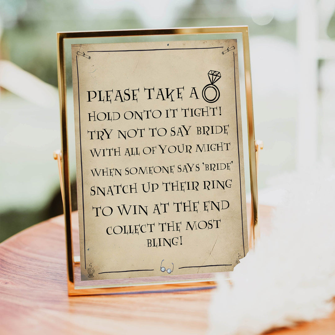 please take a ring game, bridal ring game, Printable bridal shower games, Harry potter bridal shower, Harry Potter bridal shower games, fun bridal shower games, bridal shower game ideas, Harry Potter bridal shower