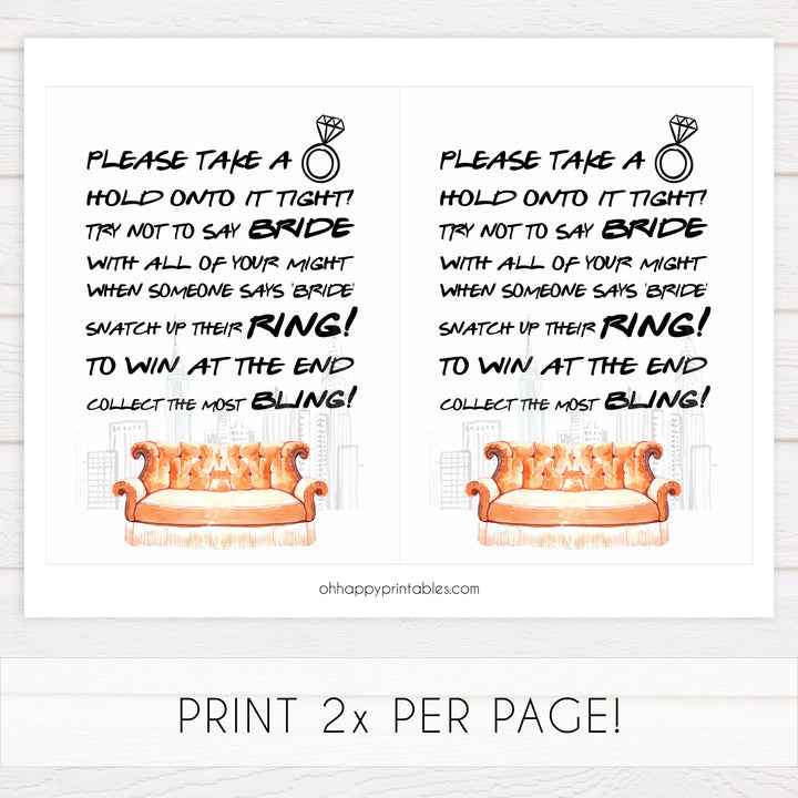 please take a ring game, bridal take a ring game, Printable bridal shower games, friends bridal shower, friends bridal shower games, fun bridal shower games, bridal shower game ideas, friends bridal shower
