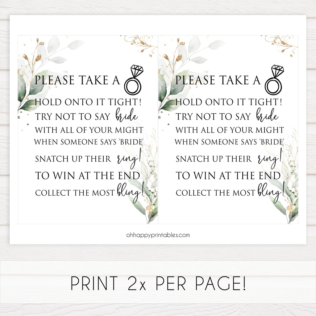 Please Take a Ring Bridal Shower Print | Shop Bridal Shower Games ...