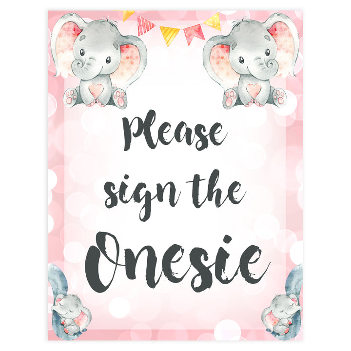 Please sign the onesie, Printable baby shower games, fun abby games, baby shower games, fun baby shower ideas, top baby shower ideas, pink elephant baby shower, pink baby shower ideas