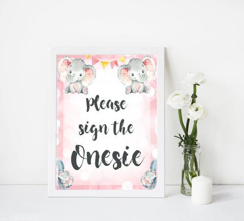 Please sign the onesie, Printable baby shower games, fun abby games, baby shower games, fun baby shower ideas, top baby shower ideas, pink elephant baby shower, pink baby shower ideas