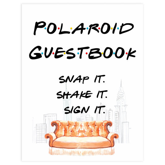 polaroid guestbook sign, polaroid friends signs, Printable bridal shower signs, friends bridal shower decor, friends bridal shower decor ideas, fun bridal shower decor, bridal shower game ideas, friends bridal shower ideas