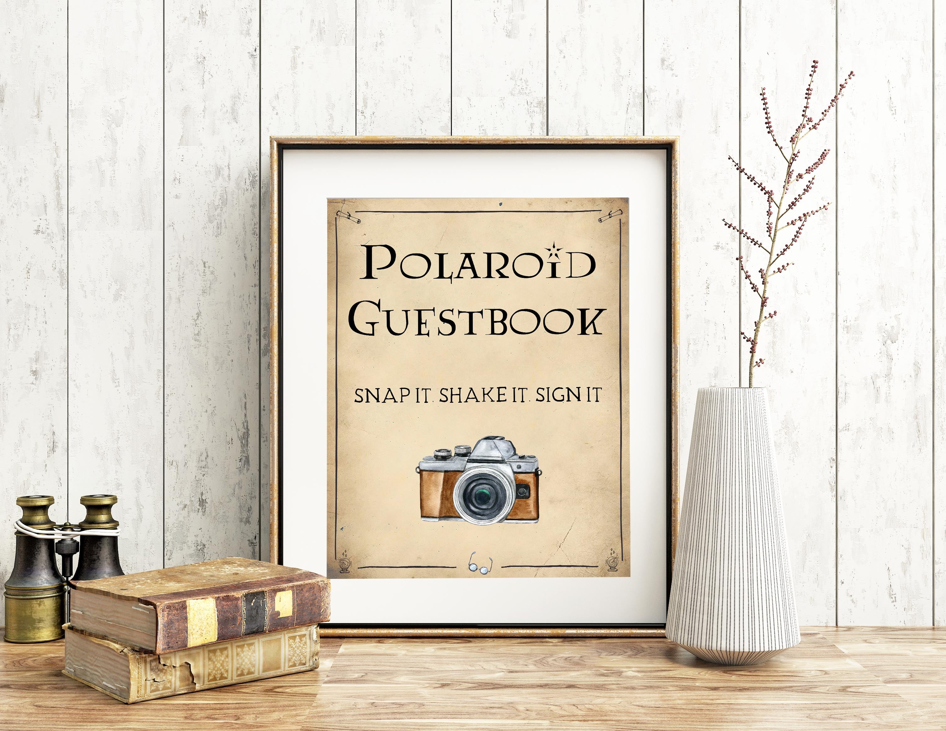 polaroid guestbook bridal sign, Printable bridal shower signs, Harry Potter bridal shower decor, Harry Potter bridal shower decor ideas, fun bridal shower decor, bridal shower game ideas, Harry Potter bridal shower ideas