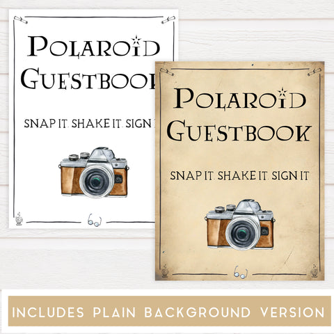 polaroid guestbook bridal sign, Printable bridal shower signs, Harry Potter bridal shower decor, Harry Potter bridal shower decor ideas, fun bridal shower decor, bridal shower game ideas, Harry Potter bridal shower ideas