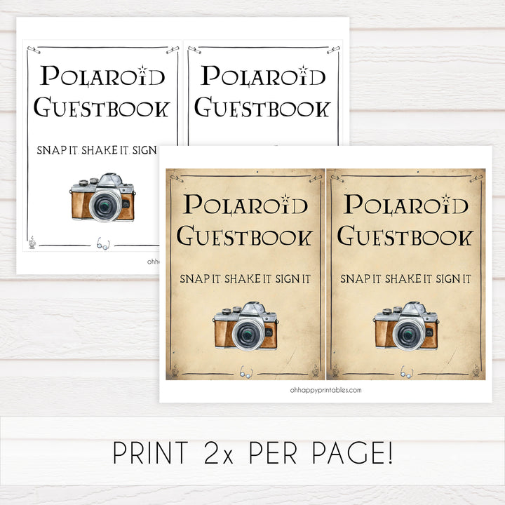 polaroid guestbook bridal sign, Printable bridal shower signs, Harry Potter bridal shower decor, Harry Potter bridal shower decor ideas, fun bridal shower decor, bridal shower game ideas, Harry Potter bridal shower ideas