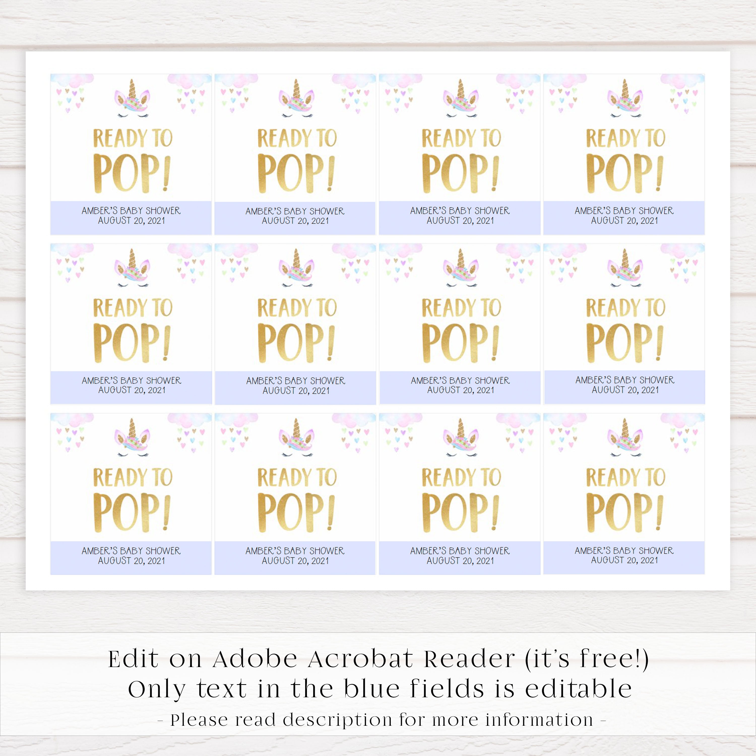 editable pop tags, pop tags, Printable baby shower games, unicorn baby games, baby shower games, fun baby shower ideas, top baby shower ideas, unicorn baby shower, baby shower games, fun unicorn baby shower ideas