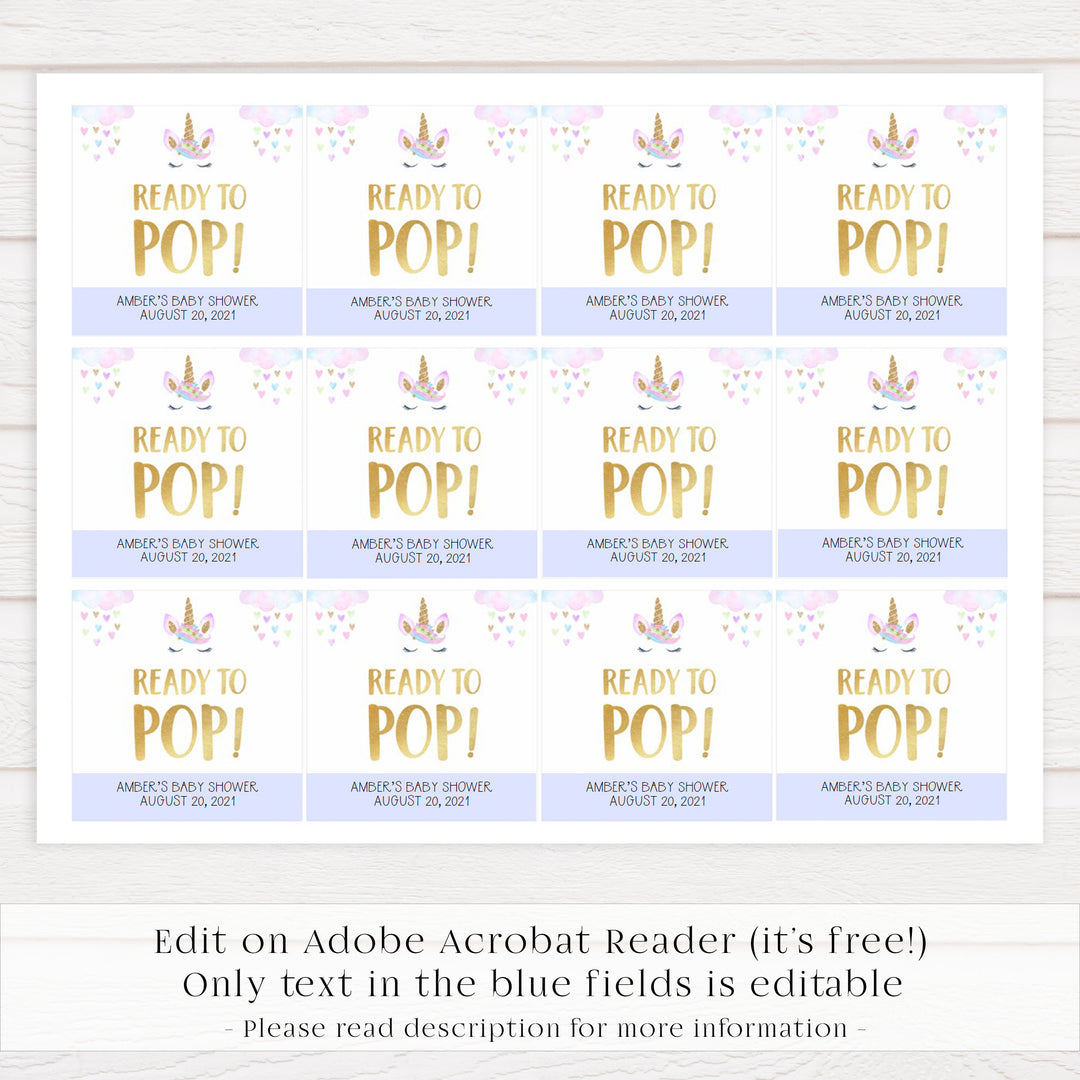 editable pop tags, pop tags, Printable baby shower games, unicorn baby games, baby shower games, fun baby shower ideas, top baby shower ideas, unicorn baby shower, baby shower games, fun unicorn baby shower ideas