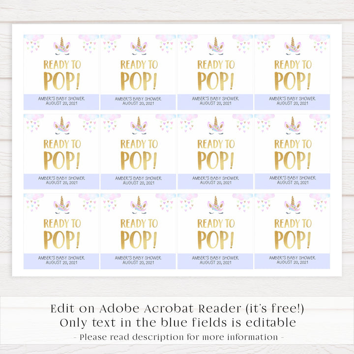 editable pop tags, pop tags, Printable baby shower games, unicorn baby games, baby shower games, fun baby shower ideas, top baby shower ideas, unicorn baby shower, baby shower games, fun unicorn baby shower ideas