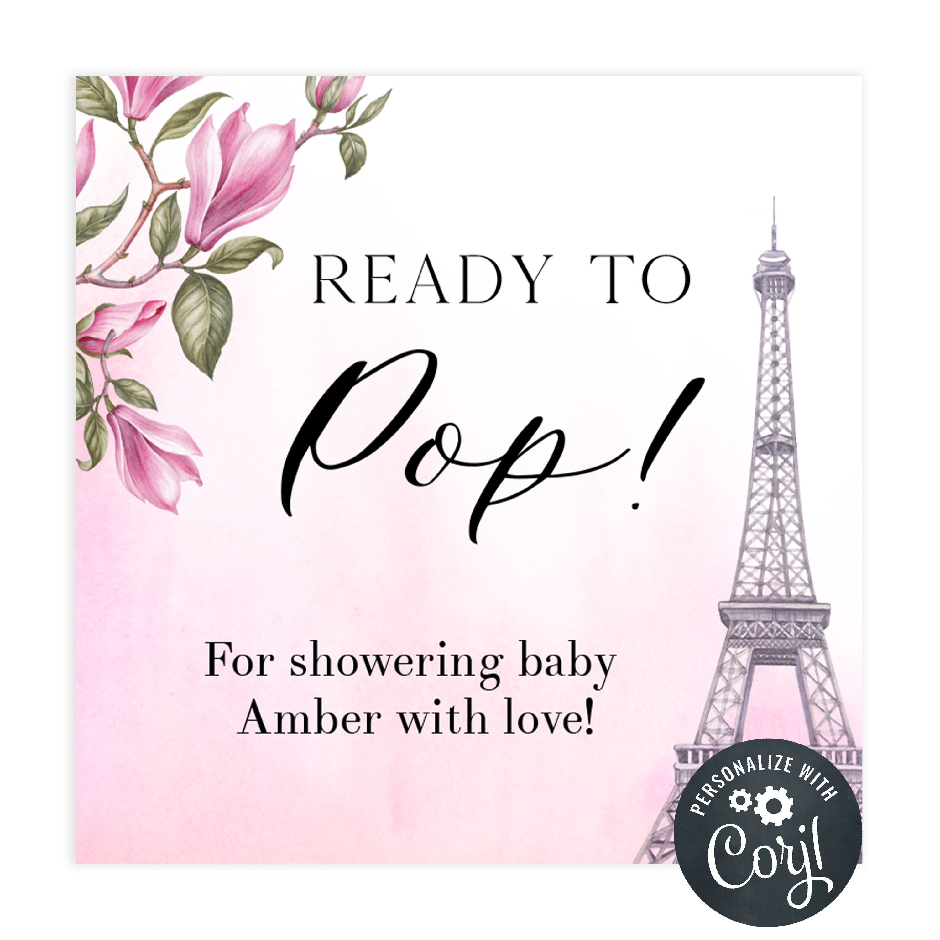 ready to pop tags, Paris baby shower games, printable baby shower games, Parisian baby shower games, fun baby shower games