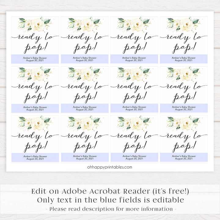 ready to pop tags, Printable baby shower games, shite floral baby games, baby shower games, fun baby shower ideas, top baby shower ideas, floral baby shower, baby shower games, fun floral baby shower ideas