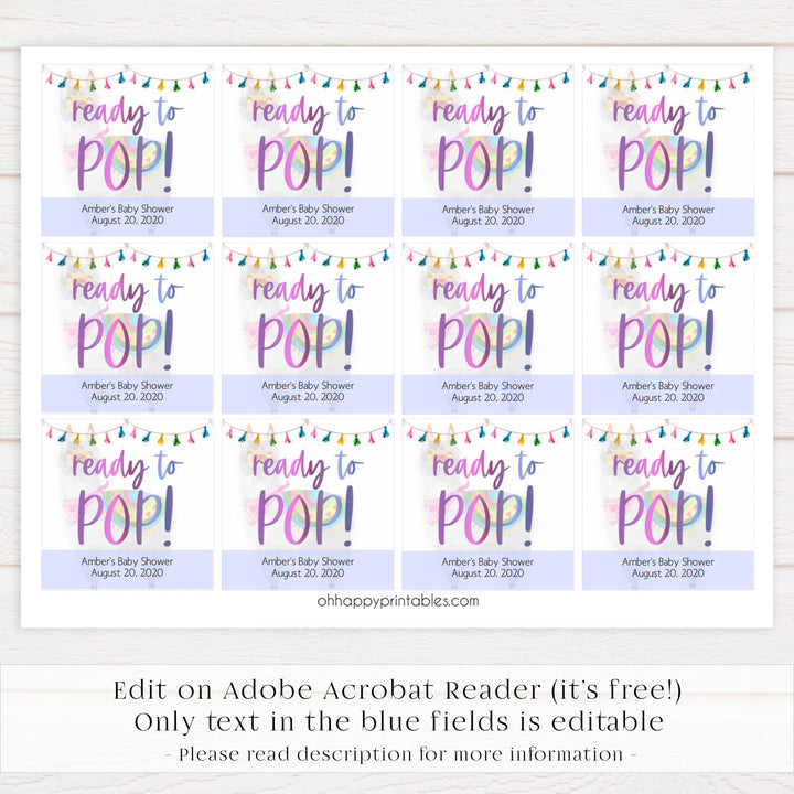 ready to pop tags, baby pop tags, Printable baby shower games, llama fiesta fun baby games, baby shower games, fun baby shower ideas, top baby shower ideas, Llama fiesta shower baby shower, fiesta baby shower ideas