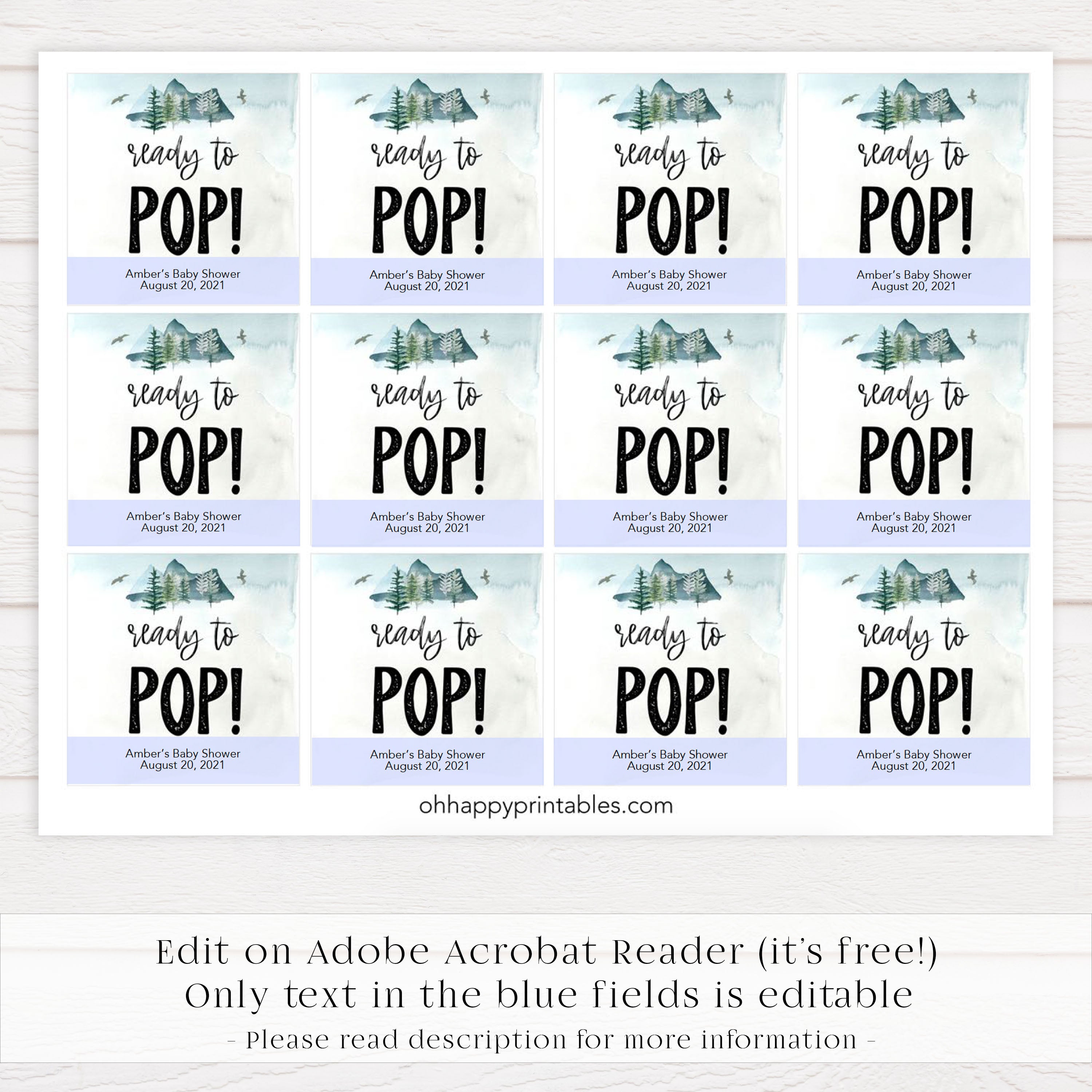 ready to pop baby shower tags, Printable baby shower games, adventure awaits baby games, baby shower games, fun baby shower ideas, top baby shower ideas, adventure awaits baby shower, baby shower games, fun adventure baby shower ideas