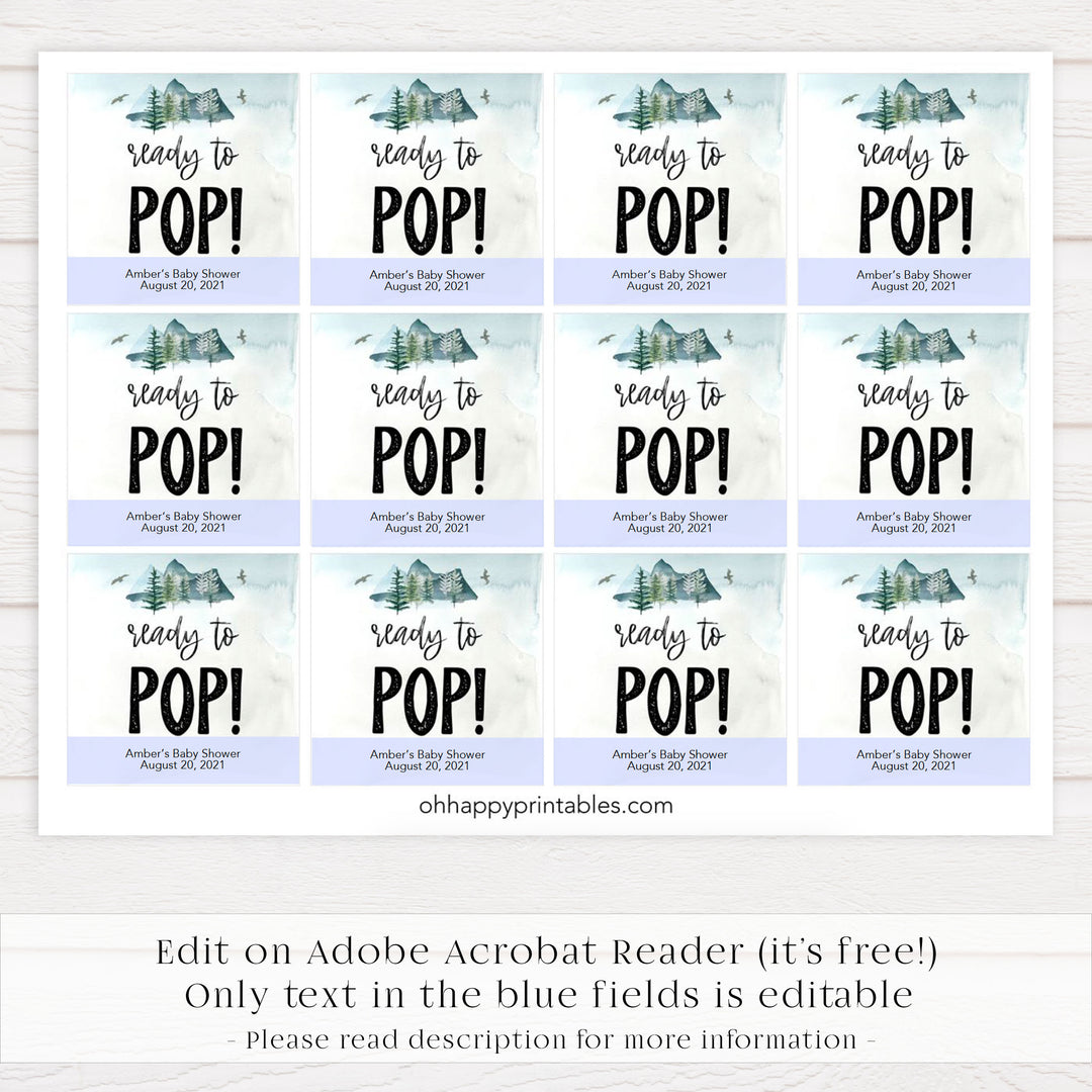 ready to pop baby shower tags, Printable baby shower games, adventure awaits baby games, baby shower games, fun baby shower ideas, top baby shower ideas, adventure awaits baby shower, baby shower games, fun adventure baby shower ideas