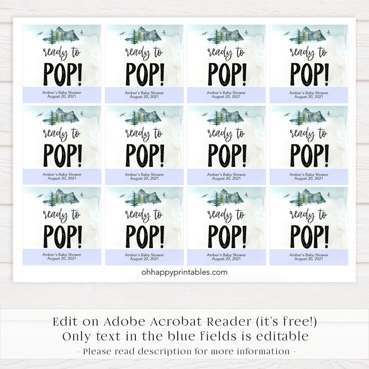 ready to pop baby shower tags, Printable baby shower games, adventure awaits baby games, baby shower games, fun baby shower ideas, top baby shower ideas, adventure awaits baby shower, baby shower games, fun adventure baby shower ideas