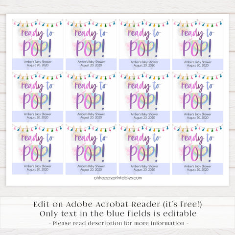ready to pop tags, baby pop tags, Printable baby shower games, llama fiesta fun baby games, baby shower games, fun baby shower ideas, top baby shower ideas, Llama fiesta shower baby shower, fiesta baby shower ideas