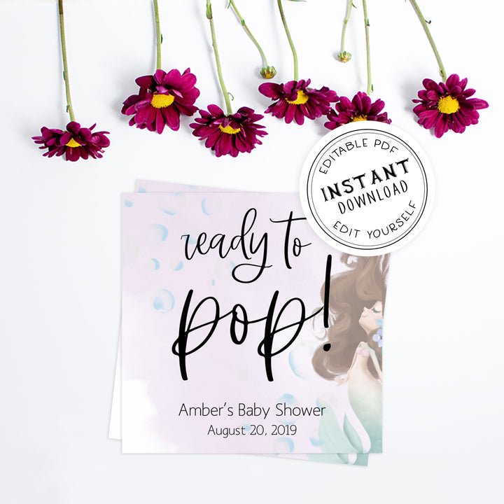 ready to pop baby tags, baby pop tags, Printable baby shower games, little mermaid baby games, baby shower games, fun baby shower ideas, top baby shower ideas, little mermaid baby shower, baby shower games, pink hearts baby shower ideas