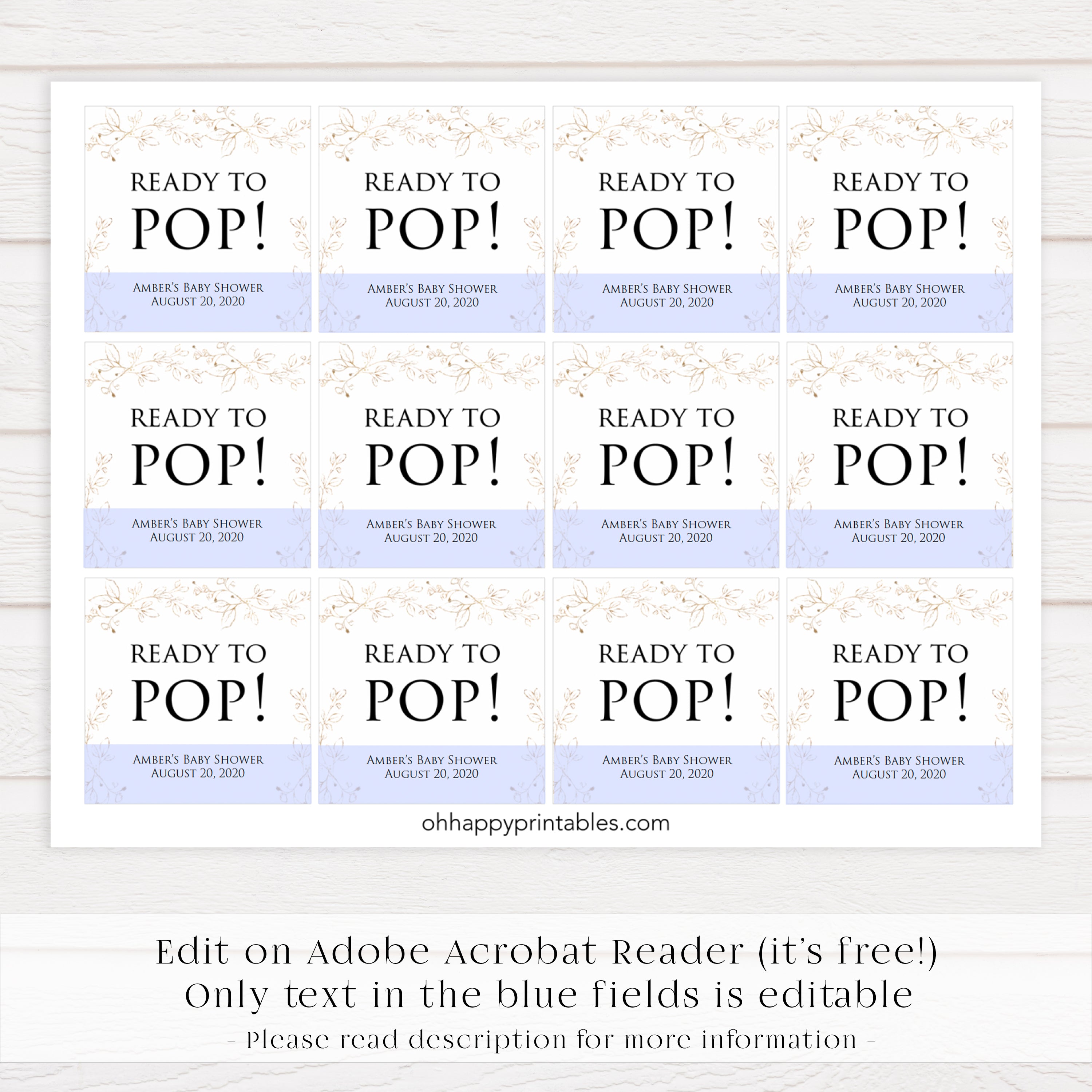 ready to pop tags, Printable baby shower games, gold leaf baby games, baby shower games, fun baby shower ideas, top baby shower ideas, gold leaf baby shower, baby shower games, fun gold leaf baby shower ideas