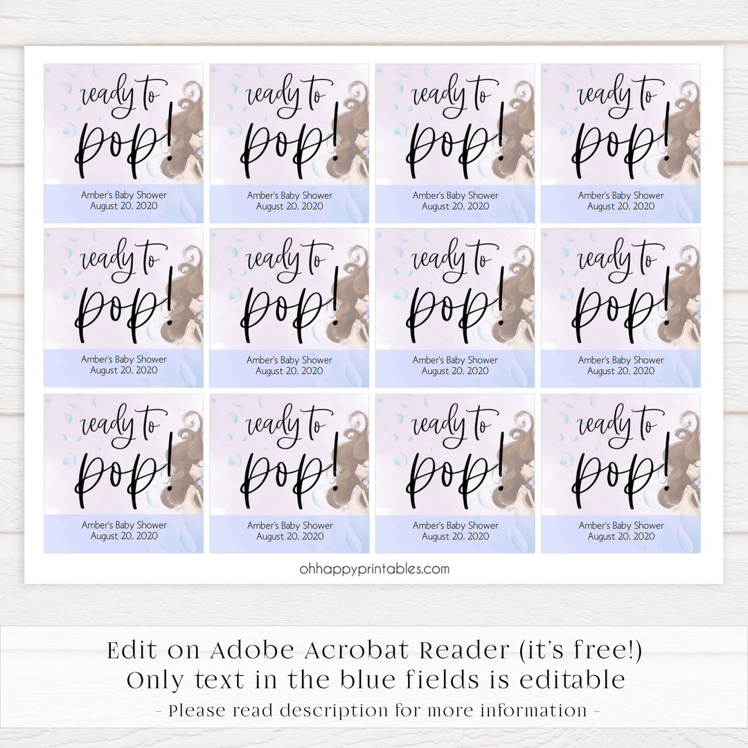 ready to pop baby tags, baby pop tags, Printable baby shower games, little mermaid baby games, baby shower games, fun baby shower ideas, top baby shower ideas, little mermaid baby shower, baby shower games, pink hearts baby shower ideas