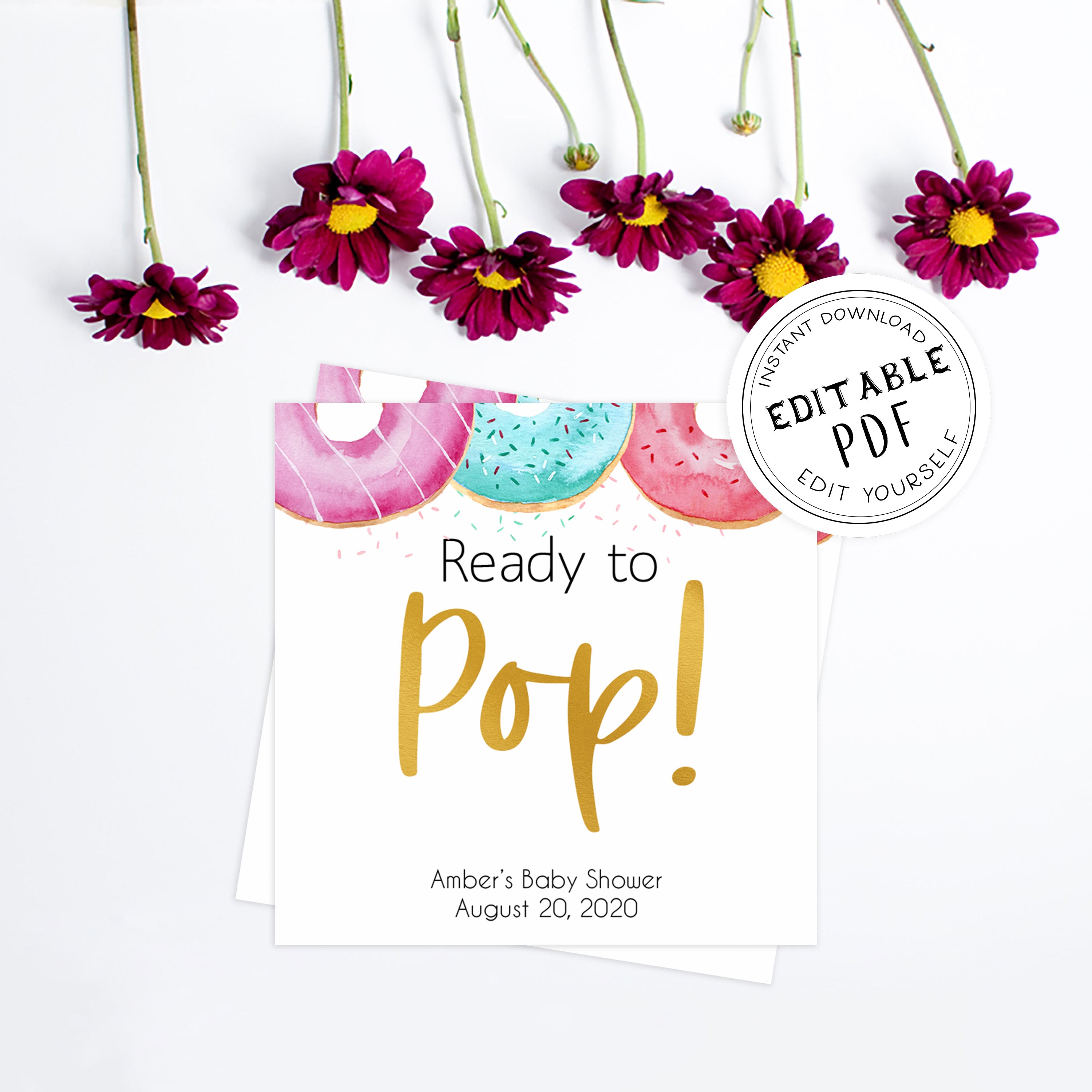 ready to pop tags, Printable baby shower games, donut baby games, baby shower games, fun baby shower ideas, top baby shower ideas, donut sprinkles baby shower, baby shower games, fun donut baby shower ideas