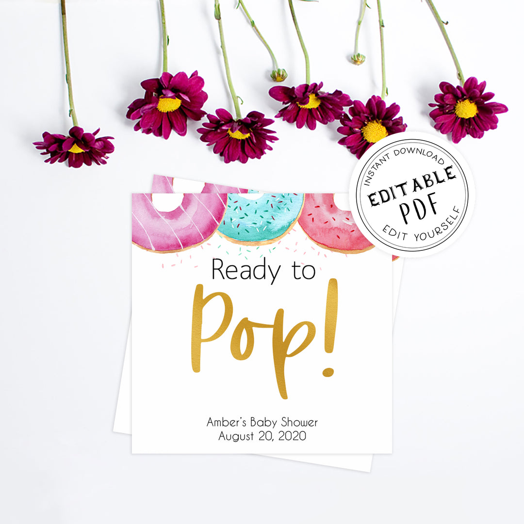 ready to pop tags, Printable baby shower games, donut baby games, baby shower games, fun baby shower ideas, top baby shower ideas, donut sprinkles baby shower, baby shower games, fun donut baby shower ideas