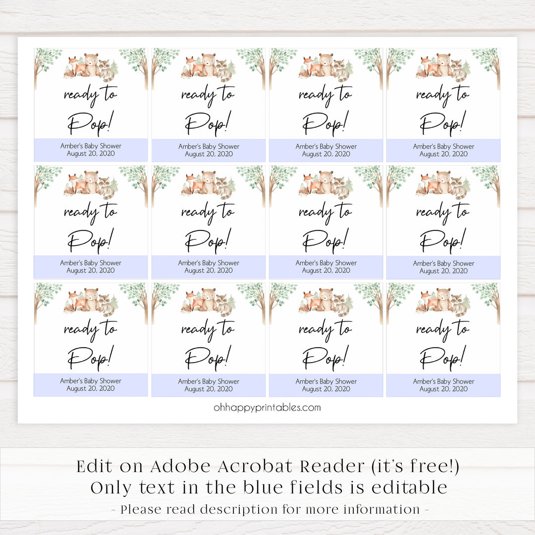 ready to pop tags, Printable baby shower games, woodland animals baby games, baby shower games, fun baby shower ideas, top baby shower ideas, woodland baby shower, baby shower games, fun woodland animals baby shower ideas