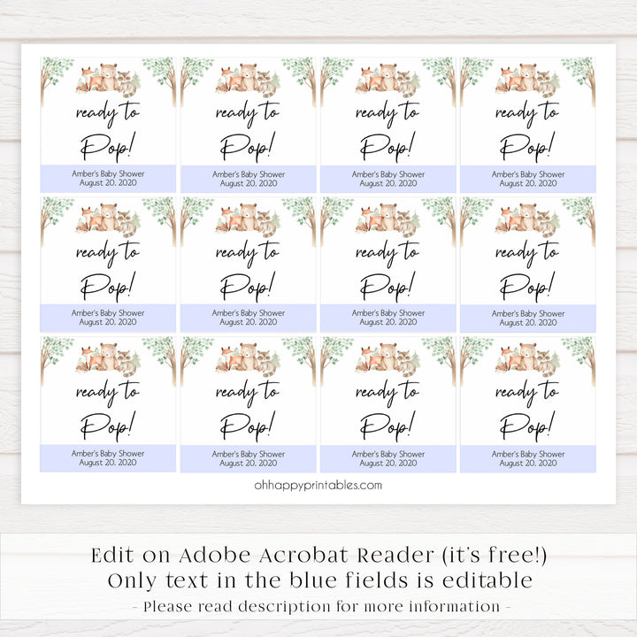 ready to pop tags, Printable baby shower games, woodland animals baby games, baby shower games, fun baby shower ideas, top baby shower ideas, woodland baby shower, baby shower games, fun woodland animals baby shower ideas