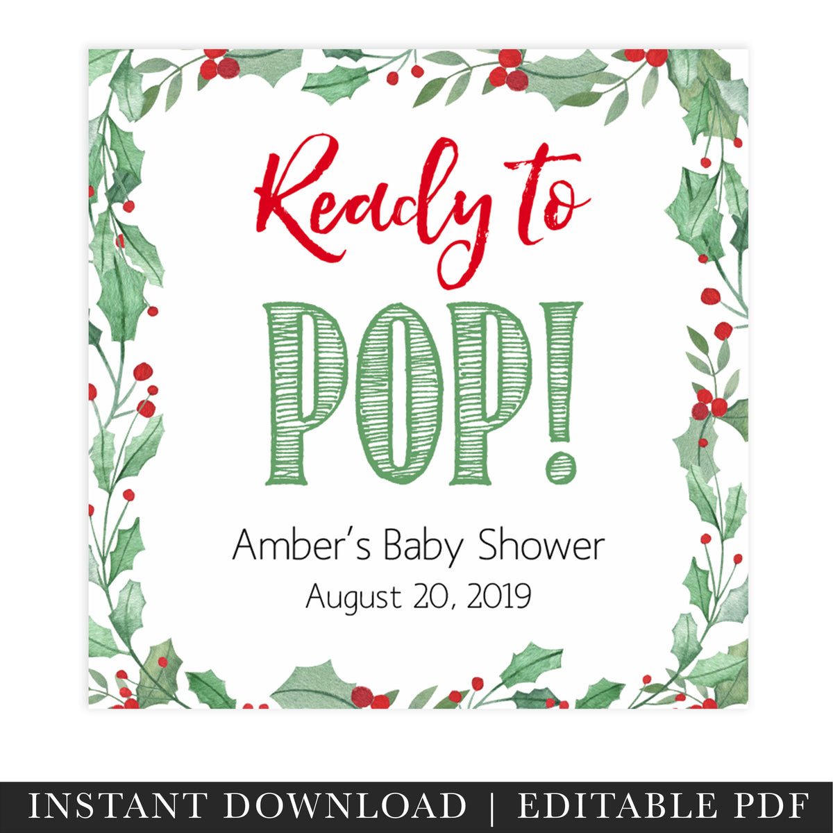ready to pop tags, christmas baby tags, festive baby shower, Christmas Baby Shower, printable baby tags, top baby shower decor