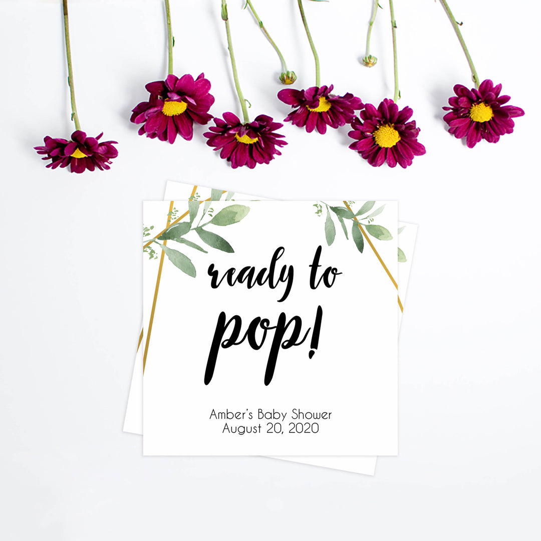 ready to pop tags, pop tags, Printable baby shower games, geometric fun baby games, baby shower games, fun baby shower ideas, top baby shower ideas, gold baby shower, blue baby shower ideas