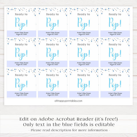ready to pop tags, pop tags, Printable baby shower games, small blue hearts fun baby games, baby shower games, fun baby shower ideas, top baby shower ideas, silver baby shower, blue hearts baby shower ideas