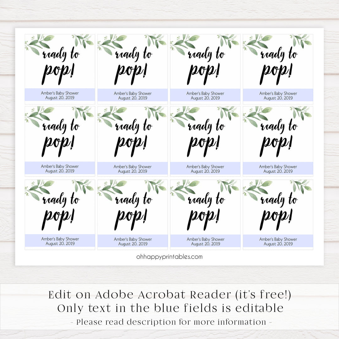 ready to pop tags, Printable baby shower games, botanical baby shower games, floral baby shower ideas, fun baby shower ideas