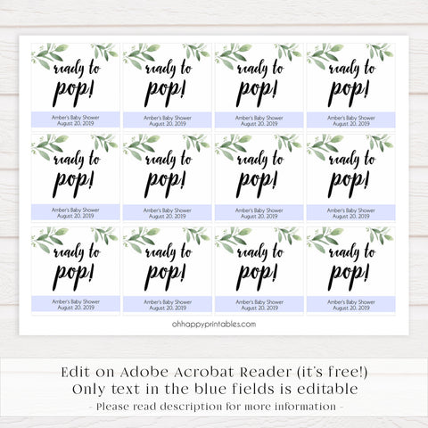 ready to pop tags, Printable baby shower games, botanical baby shower games, floral baby shower ideas, fun baby shower ideas
