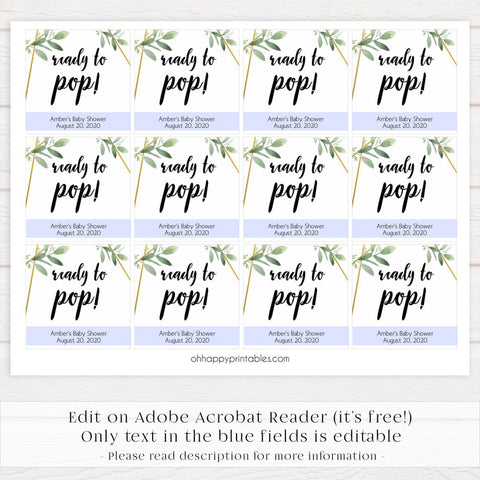 ready to pop tags, pop tags, Printable baby shower games, geometric fun baby games, baby shower games, fun baby shower ideas, top baby shower ideas, gold baby shower, blue baby shower ideas