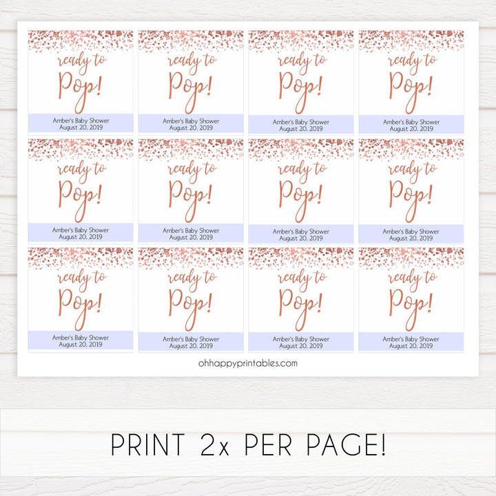 ready to pop baby tags, editable ready to pop tags, Printable baby shower games, rose gold fun baby games, baby shower games, fun baby shower ideas, top baby shower ideas, blush baby shower, rose gold baby shower ideas