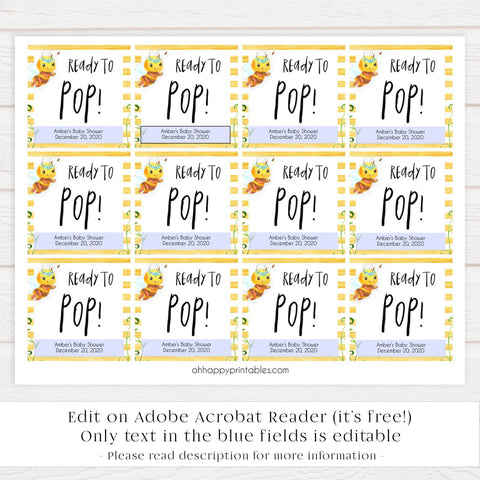 ready to pop tags, pop baby tags, Printable baby shower games, mommy bee fun baby games, baby shower games, fun baby shower ideas, top baby shower ideas, mommy to bee baby shower, friends baby shower ideas