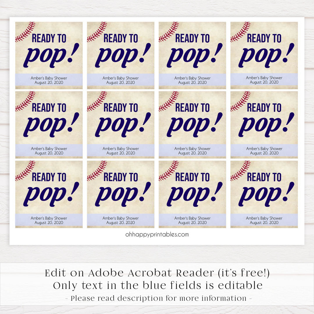ready to pop baby tags, ready to pop, baby tags, Baseball baby shower games, printable baby shower games, fun baby shower games, top baby shower ideas, little slugger baby games