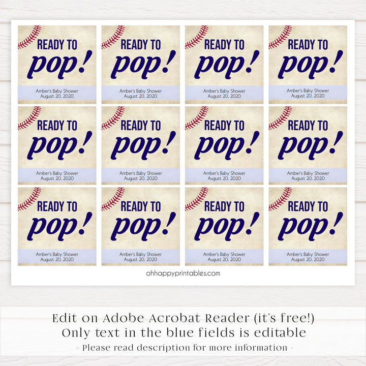 ready to pop baby tags, ready to pop, baby tags, Baseball baby shower games, printable baby shower games, fun baby shower games, top baby shower ideas, little slugger baby games
