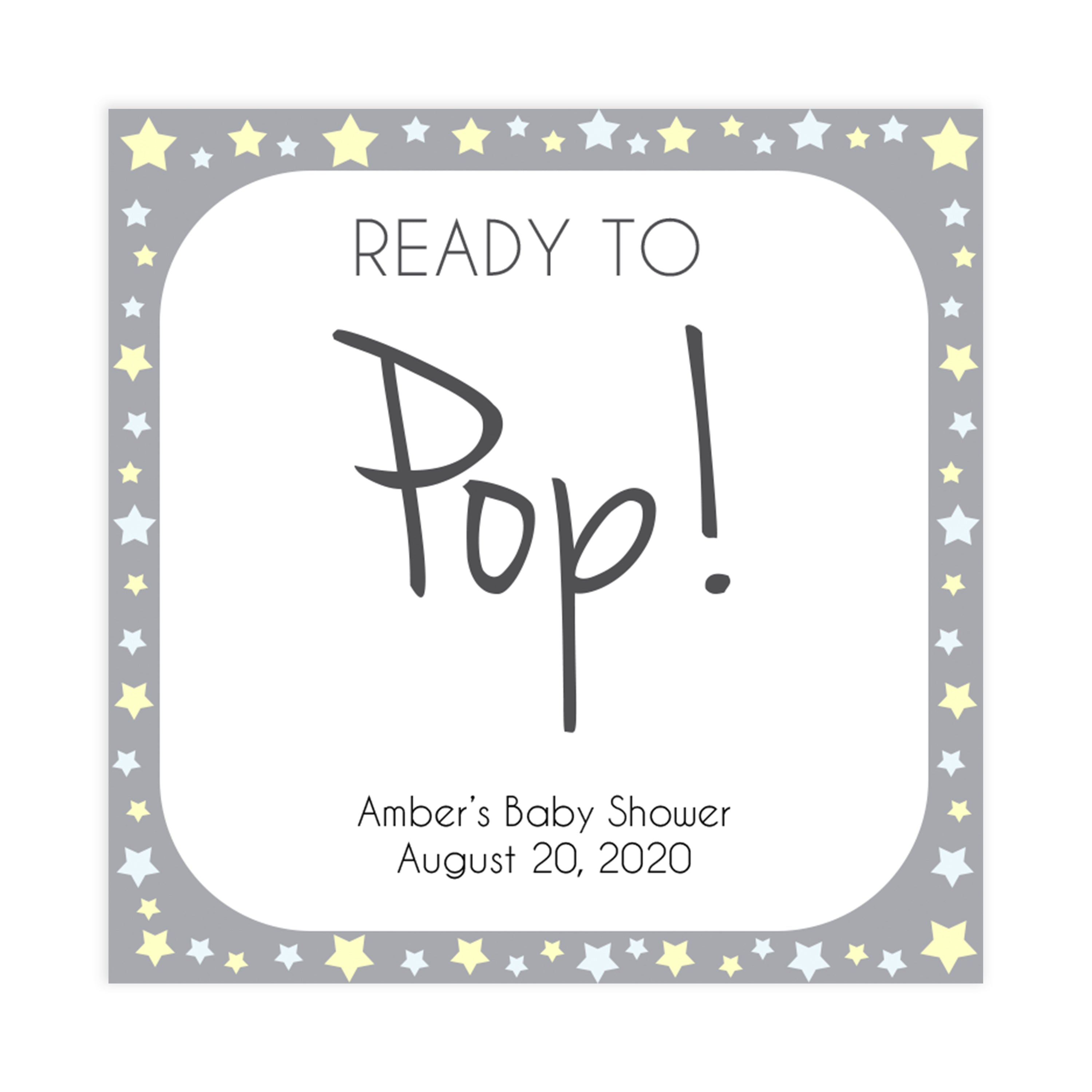 Printable baby signs, baby pop tags, baby shower tags, yellow and grey stars, printable baby shower signs, top baby shower decor, baby printable decor