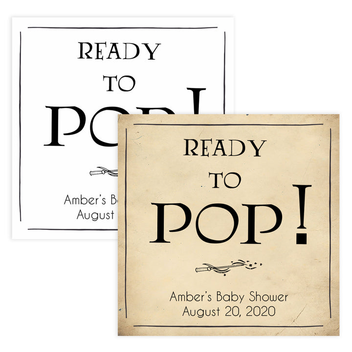 Ready to pop baby tags, Wizard baby shower games, printable baby shower games, Harry Potter baby games, Harry Potter baby shower, fun baby shower games,  fun baby ideas