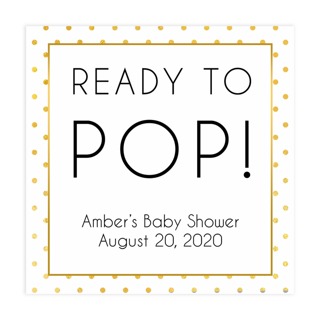 ready to pop baby tags, Printable baby shower games, baby gold dots fun baby games, baby shower games, fun baby shower ideas, top baby shower ideas, gold glitter shower baby shower, friends baby shower ideas