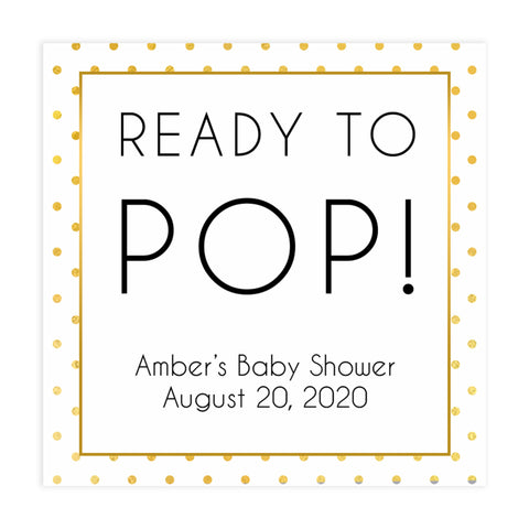 ready to pop baby tags, Printable baby shower games, baby gold dots fun baby games, baby shower games, fun baby shower ideas, top baby shower ideas, gold glitter shower baby shower, friends baby shower ideas