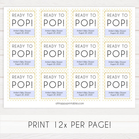 ready to pop baby tags, Printable baby shower games, baby gold dots fun baby games, baby shower games, fun baby shower ideas, top baby shower ideas, gold glitter shower baby shower, friends baby shower ideas